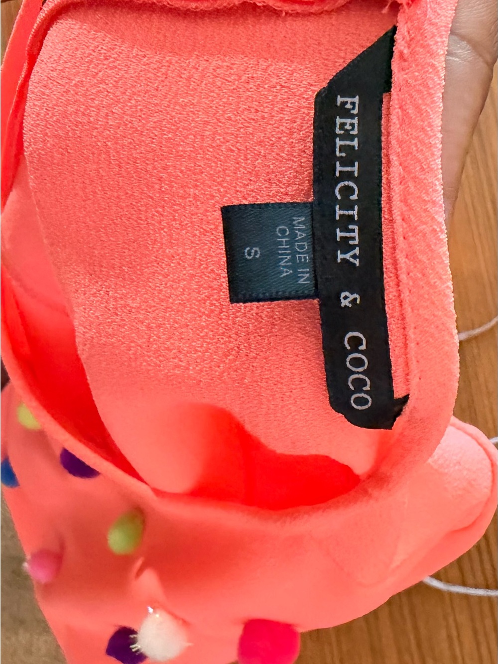 Felicity & Coco coral Pom Pom Vintage Dress-Size Small - Picture 2 of 4